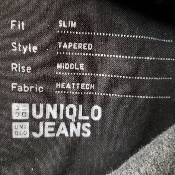Uniqlo Men's Black Slim Fit Tapered Heattech Jeans - Picture 5 of 5